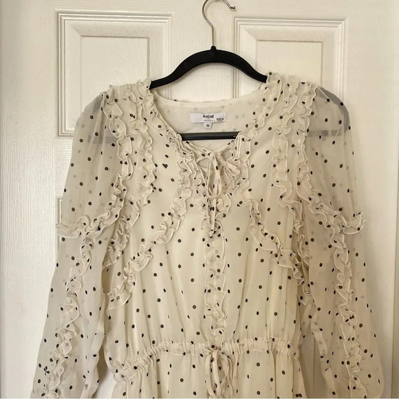 KOCHE COLLECTIVE Polka Dot Ruffle Trim Dress Size 38 US Size 6 - Picture 4 of 10